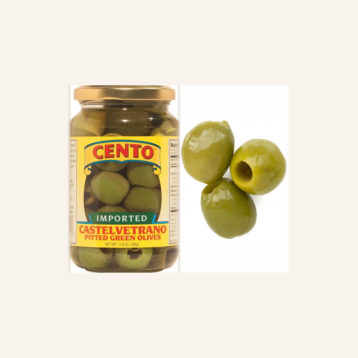 Cento Imported Pitted Castelvetrano Olives 11.6 OZ Shop Cento