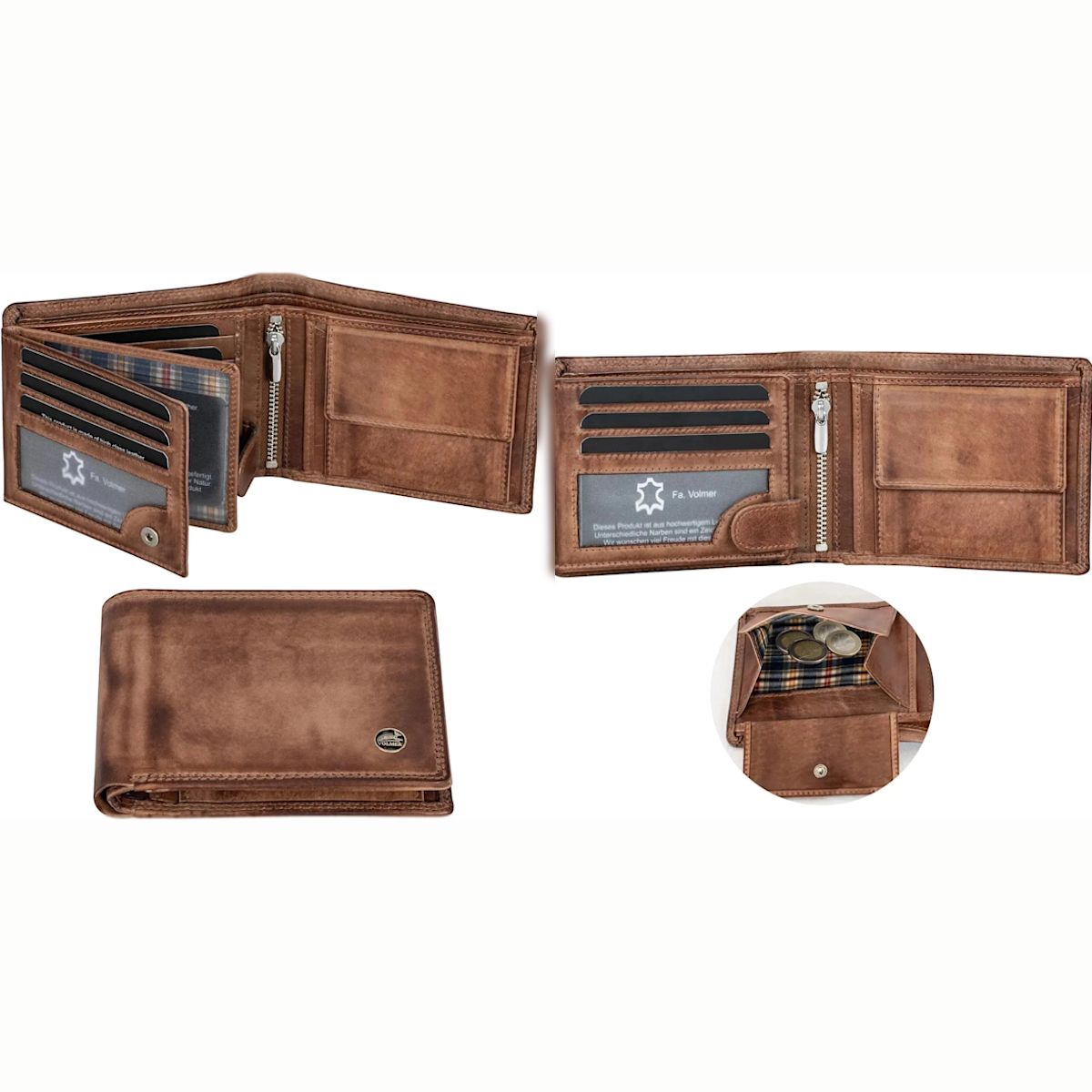 Cartera Piel RFID Hombre – 13 Ranuras, Doble Costura | VO36B – Fa.Volmer