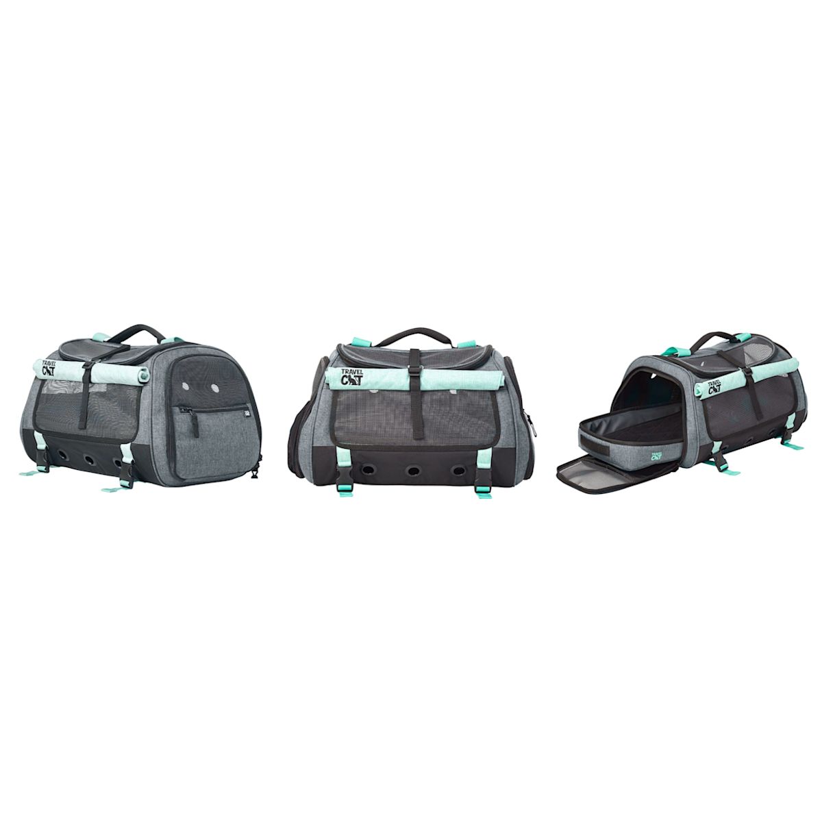 "The Transpurrter" Ultimate Calming Convertible Cat Carrier in Heather Grey & Teal